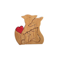 Holz-Fuchsfamilie Vater Mutter Baby Puzzle 3-in-1-Set Spielzeug Kinderzimmer-Dekoration Holz-Fuchsfamilie Puzzle Muttertag Geschenk