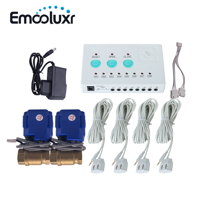 Wired Smart Leak Detector- Prevent Costly Water Damage Safely Self-check Function, Plug Operate with DN20 Valve and 6m Sensor