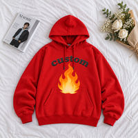 Sweat-shirt à capuche oversize personnalisé avec imprimé flamme, unisexe, streetwear, en mélange de coton épais, pour OEM ODM