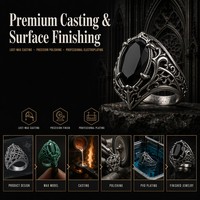 Bague griffe de dragon gothique personnalisée en acier inoxydable 316L PVD noir avec grand zircon rouge, motif écaille de dragon, pour homme, style sombre, OEM ODM en gros
