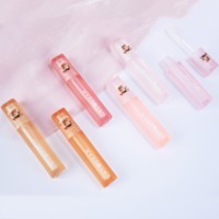Bonbon Doux Ours en Peluche 2ml Tubes de Brillant à Lèvres carrés Transparent Brun rose Petit Conteneur de Brillant à Lèvres Mignon