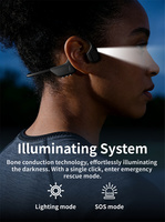 Écouteurs à conduction osseuse avec lumières LED de sécurité SOS, Bluetooth à oreille ouverte pour la course, écouteurs sportifs sans fil résistants à la transpiration