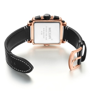 Reloj de Pulsera MEGIR 2061 de las 10 Mejores Marcas, Reloj de Cuarzo para Hombre con Correa de Cuero, Cronógrafo Cuadrado, Resistente al Agua, Reloj Deportivo - Product Image 3