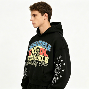 Custom Winter Streetwear Print Hoodie 400GSM Heavyweight 100% Cotton Boxy Fit Cropped Dropped Shoulder Acid Wash Vintage Unisex - Product Image 1