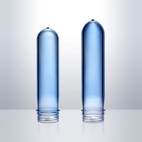 Préforme PET 45mm 160g pour bouteille de boisson transparente bleue personnalisée, moulée par soufflage