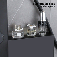 Robinet de douche mural en acier inoxydable cuivre noir mat brossé au design moderne, barre coulissante, 1 poignée, valve en céramique, jet de pluie numérique