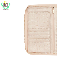Faux-croco rose personnalisé, Texture en cuir PU, planificateur A5 6 anneaux à fermeture éclair