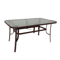 Table de jardin rectangulaire en métal avec plateau en verre trempé et trou pour parasol, prix usine, livraison par colis (KD)