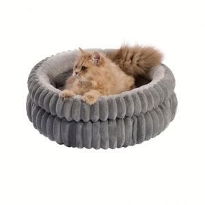 Comfortable Modern Solid <b>Plush</b> Raised Thickened Dog & <b>Cat</b> Bed Removable Washable Memory Foam All Seasons Use - Product Image 1