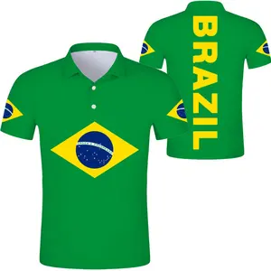 ブラジルプリントポロシャツ格安卸売男性アウトドアスポーツフィットネスTシャツ夏通気性半袖トップファクトリーアウトレット付き