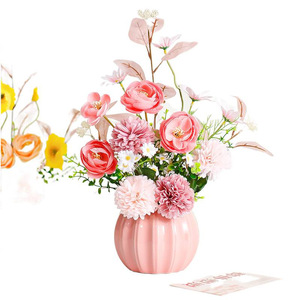 Arreglo de Flores Artificiales Kch, Flores de Seda, Jarrón Verde, Decoración para el Hogar, Mesa de Sala de Estar - Product Image 5