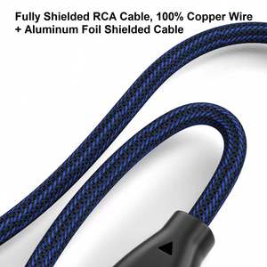 Cable de audio RCA trenzado de nailon, 2 machos a 2 machos, blindado OFC, cable de interconexión de audio estéreo para amplificador de coche - Product Image 4