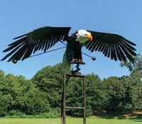 Décoration de jardin unique en forme d'aigle patriotique cinétique géant avec envergure d'ailes, décoration de jardin cinétique OWL, décoration de jardin unique en métal solaire en forme de hibou