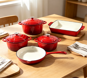 Set di Pentole in Ghisa 5 Pezzi, Adatte al Forno, Padelle e Pentole per Cucina, Set di Pentole per Fornelli a Induzione e Gas - Product Image 3