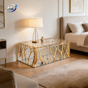 Mesa de Centro de Resina Epoxi Transparente con Cristales de Platino, Duradera, Estilo Europeo Moderno y Personalizable para Sala de Estar - Product Image 2