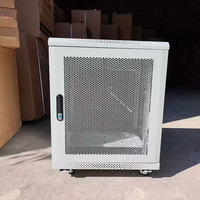 Élégant rack de serveur de centre de données noir 14U 19 pouces sur pied avec porte en maille perforée, protection IP20, en acier laminé à froid