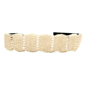 Serre-tête en dentelle à boucle plate pour femme, bandeau tricoté tendance beige multicolore, accessoire ajustable pour usage quotidien - Product Image 2
