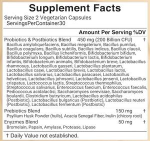 Cápsulas de Probióticos 4 en <span class=keywords><strong>1</strong></span>, 200 Mil Millones de UFC, 40 Cepas, Prebióticos, Postbióticos, Enzimas Digestivas, Salud Intestinal, Suplemento Vegetariano, OEM - Product Image 2