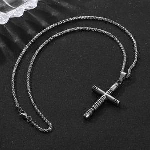 <b>Cross</b> Pendant Necklace Stainless Steel Men's Retro <b>Cross</b> <b>Chain</b> SP932 - Product Image 2