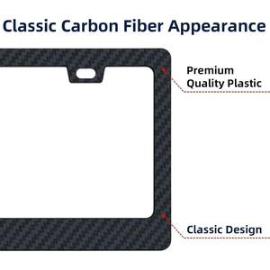 Marco de matrícula de fibra de carbono personalizado Diseño clásico de fibra de carbono Soportes de matrícula negros para automóviles Se adapta a todas las placas estándar de EE. UU. - Product Image 2