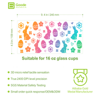 Autocollants de transfert DTF UV pour gobelets en PET de 16 oz, motif dessin animé, pour Pâques, vente en gros, personnalisables, pour tasses promotionnelles, faible MOQ, durables, directement de l'usine