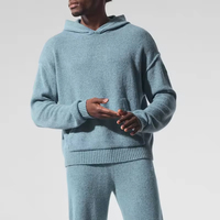 Sweat à capuche personnalisable pour homme en laine mérinos et cachemire de haute qualité, anti-boulochage, séchage rapide, avec logo frontal, idéal pour l'automne