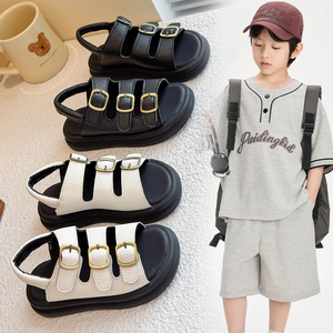 Sandalias de Goma de Color Puro a la Moda, Sandalias de Playa para Verano, Zapatos Planos para Niños Antideslizantes - Product Image 2