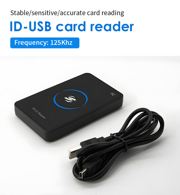 New 125Khz RFID Smart Card Desktop Reader 80mm for Personal Identification Access Controller Parking Management System,