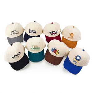 Gorra de Béisbol de Pana de Dos Tonos con Bordado Personalizado, Gorra de Papá Desestructurada de 6 Paneles - Product Image 4