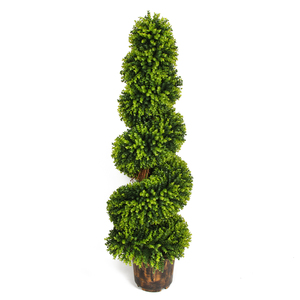 PZ-3-33 Decoração ao ar livre No Fade 120cm <span class=keywords><strong>Topiary</strong></span> Faux Folhas Verdes Planta Em Vaso De Plástico Árvores Espirais Artificiais Altas