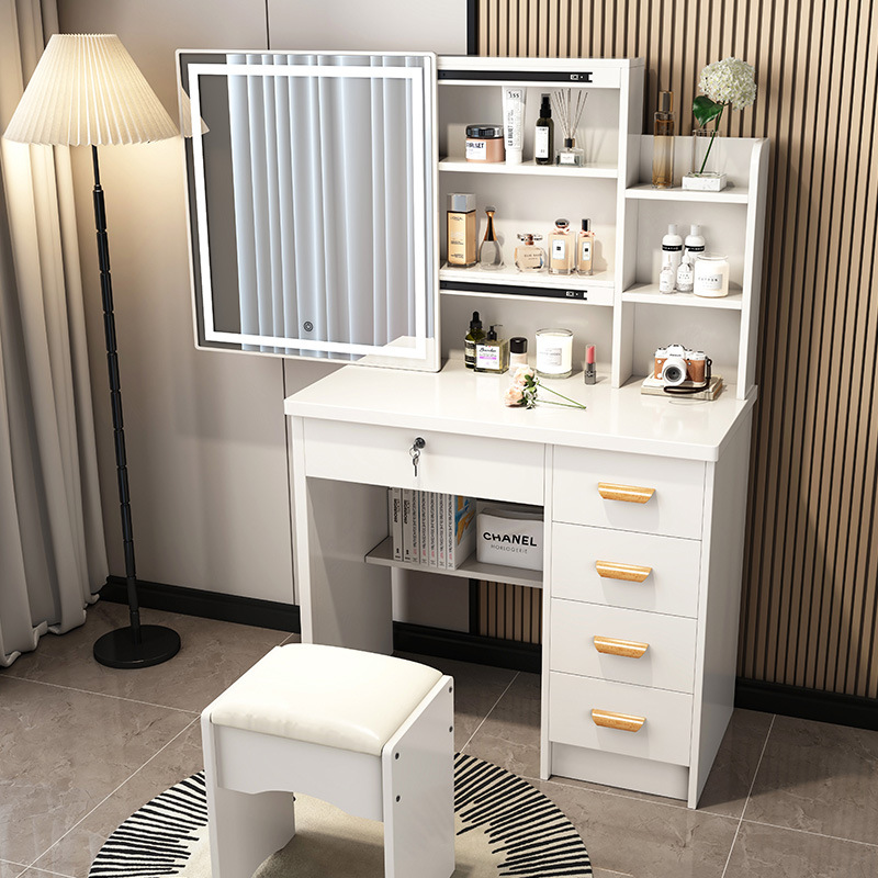 Armario deslizante de plataforma de 80cm con luz-Espejo derecho blanco