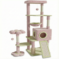 Condo pour chat en bois moderne et écologique de luxe, arbre à chat à 5 niveaux, griffoir en sisal, hamac, perchoir pour les grands chats d'intérieur