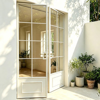 Porte coulissante double en aluminium de style solide avec double vitrage et isolation thermique pour l'extérieur et l'intérieur
