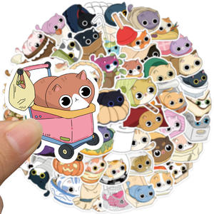 50 Uds. Pegatinas de grafiti de gato de dibujos animados para ocultar y buscar para pared de botella, pegatina de regalo creativa para tienda de mascotas - Product Image 5