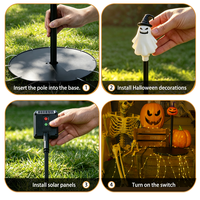 Lampu Taman Tenaga Surya Halloween dengan Bentuk Hantu dan Labu yang Dapat Diganti, Lampu LED Hangat Tahan Air untuk Dekorasi Taman, Halaman, dan Jalan Setapak