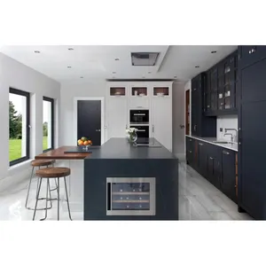 Modern design Europe style Shallow Line black Lacquer Modular cheap kitchen cabinets made in China