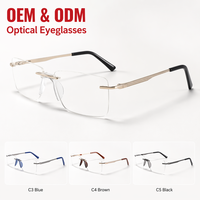 Montures de lunettes rectangulaires sans monture avec logo personnalisé, branches larges en métal, lunettes optiques AZgGKbz