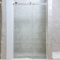 Porte de douche coulissante avec grandes roulettes, profilé en aluminium, verre trempé, cabine de douche droite moderne, sur mesure, vente en gros