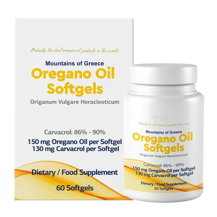 Label pribadi OEM ODM kapsul minyak Oregano minyak lunak Oregano untuk dukungan kekebalan tubuh kesehatan pencernaan