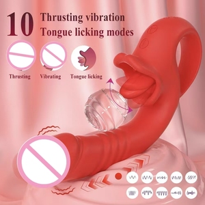 2in1舌舐めバイブレーター <span class=keywords><strong>G</strong></span>スポットクリトリス刺激器 伸縮式ディルドバイブレーター 女性用マスターベーションセックストイ - Product Image 4