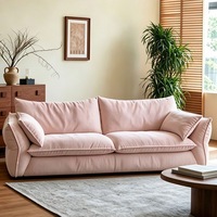 Canapé droit de style crème nordique pour petit appartement, canapé en tissu Wabi-sabi, mobilier de maison moderne de luxe léger