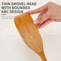 Ensemble de spatules de cuisine en bois d'acacia massif, spatule ajourée antiadhésive, ustensiles de cuisson pour la maison, pour la friture et la cuisson