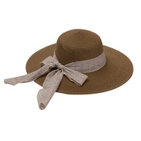 Chapeaux de soleil à large bord pour femmes lettre broderie nœud noir Panama chapeau de paille plié disquette plage dames casquettes