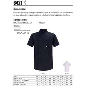 Confezione da 2 unità - Giacca da chef da uomo - 8421 65% poliestere 35% cotone - Product Image 3