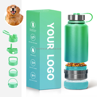 32oz 3-en-1 Portable petit chien bouteille d'eau en acier inoxydable chien bol mangeoire cadeau de noël pour les animaux de compagnie et les chats en plein air