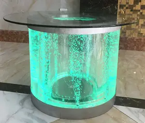 Indoor decoration customized size glass round acrylic column water bubble table