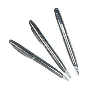 Stylo bille publicitaire personnalisé de haute qualité avec logo, pointe de 1,0 mm, en métal gris, design élégant et moderne pour les entreprises - Product Image 2
