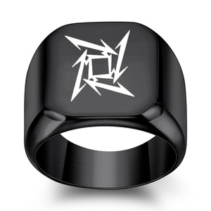 Bague pour homme en acier inoxydable doré, motif flèche, 18 mm, bijou géométrique carré, cadeau - Product Image 4