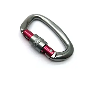 ตะขอยกสกรูสําหรับงานหนักความปลอดภัยหิน Carabiner 25kn โลโก้ที่กําหนดเอง Carabiner ล็อคตัวเอง