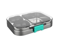 Boîte à lunch portable en acier inoxydable, compatible micro-ondes, compartimentée, avec couvercle articulé en silicone Tritan, capacité 900 ml, AIBAO